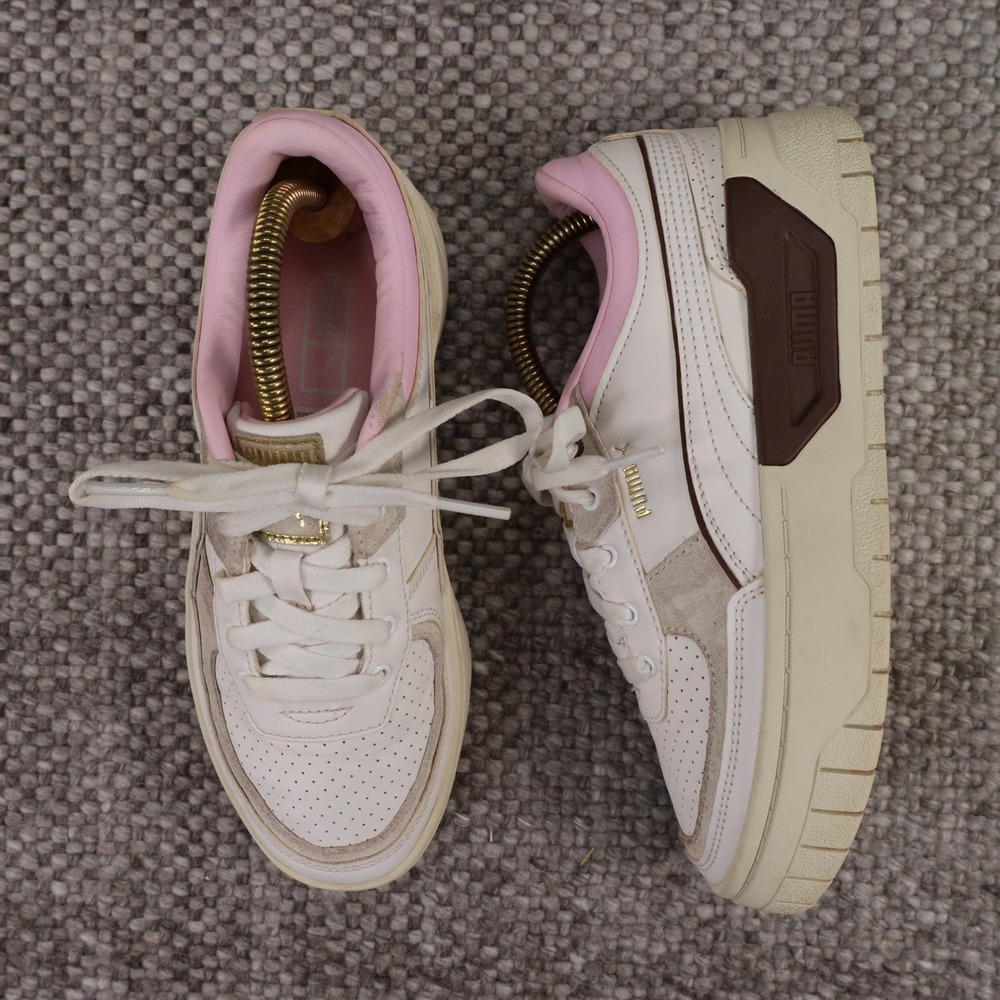 Puma Cali Dream White Pink Brown Gold Platform Sneakers 389876-02 Womens 7